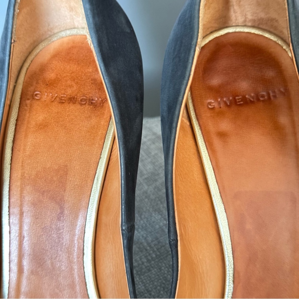 Givenchy Women Blue Black Suede Leather Bronze Zipper Pointed Pump‎ Heel 37 / 7 - Picture 6 of 16